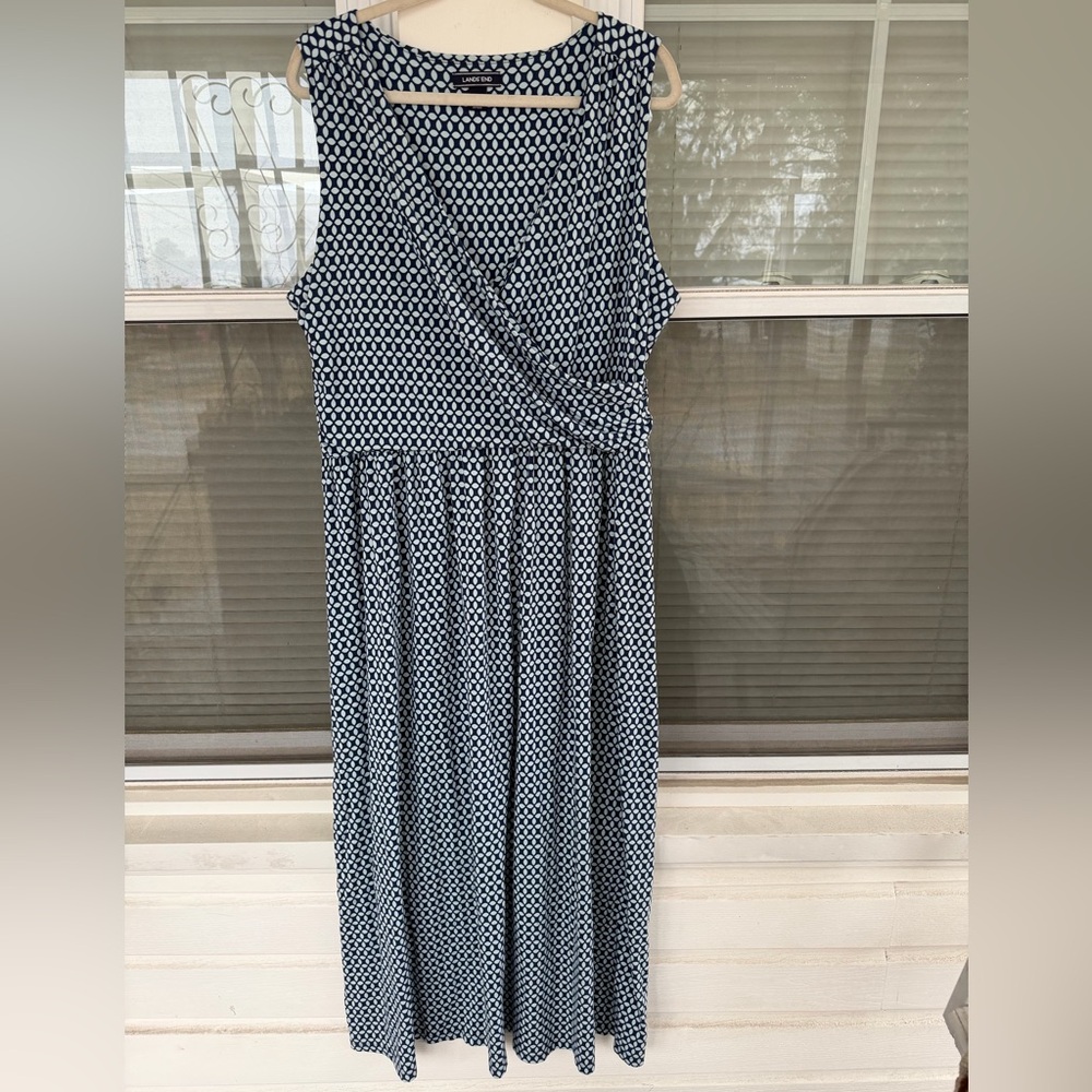 Lands End Sleeveless Knit Surplice Maxi Dress
